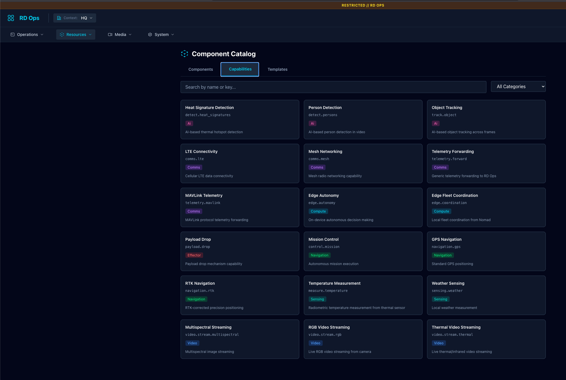 RD Ops mission planning interface